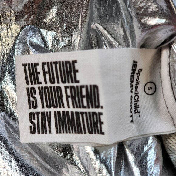 Jeremy Scott Spoiled Child Reversible Silver & Mint Hooded Jacket, Women's Small - Picture 6 of 12